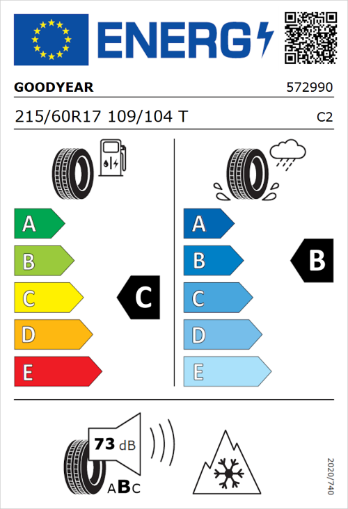 Tyre Label for Goodyear Cargo Vector 2 215/60R17 109/104T