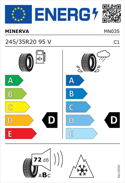 Tyre Label for Minerva Frostrack HP 245/35R20 95V