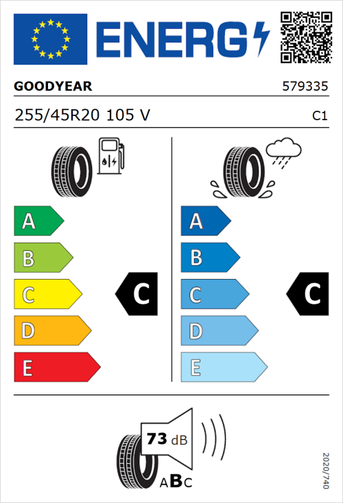 Tyre Label for Goodyear Eagle Sport All Season 255/45R20 105V